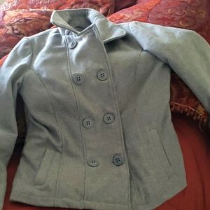 Delia’s designer peacoat jacket with detachable fur hood